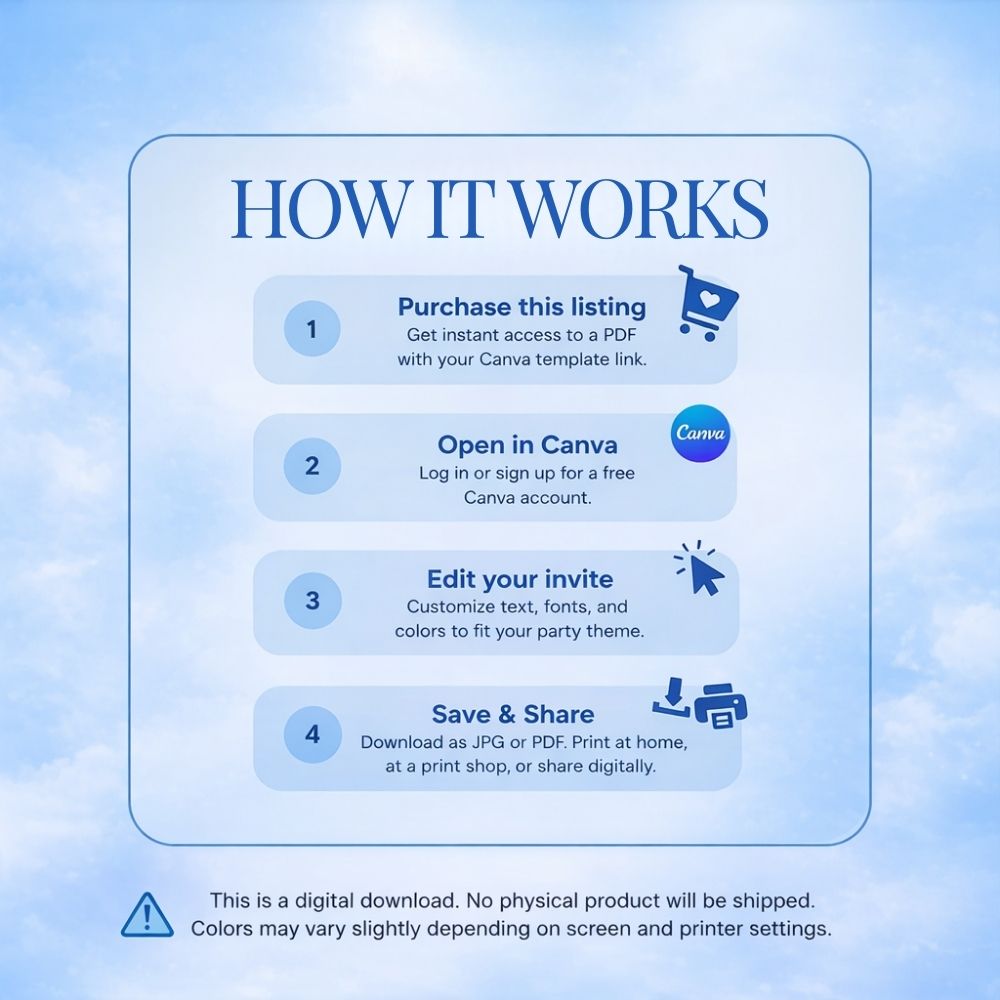 Love In Bloom Bridal Shower Invitation | Blue Floral Bride To Be Invite | Editable Canva Template | Elegant Bridal Party Digital Download - Image 3